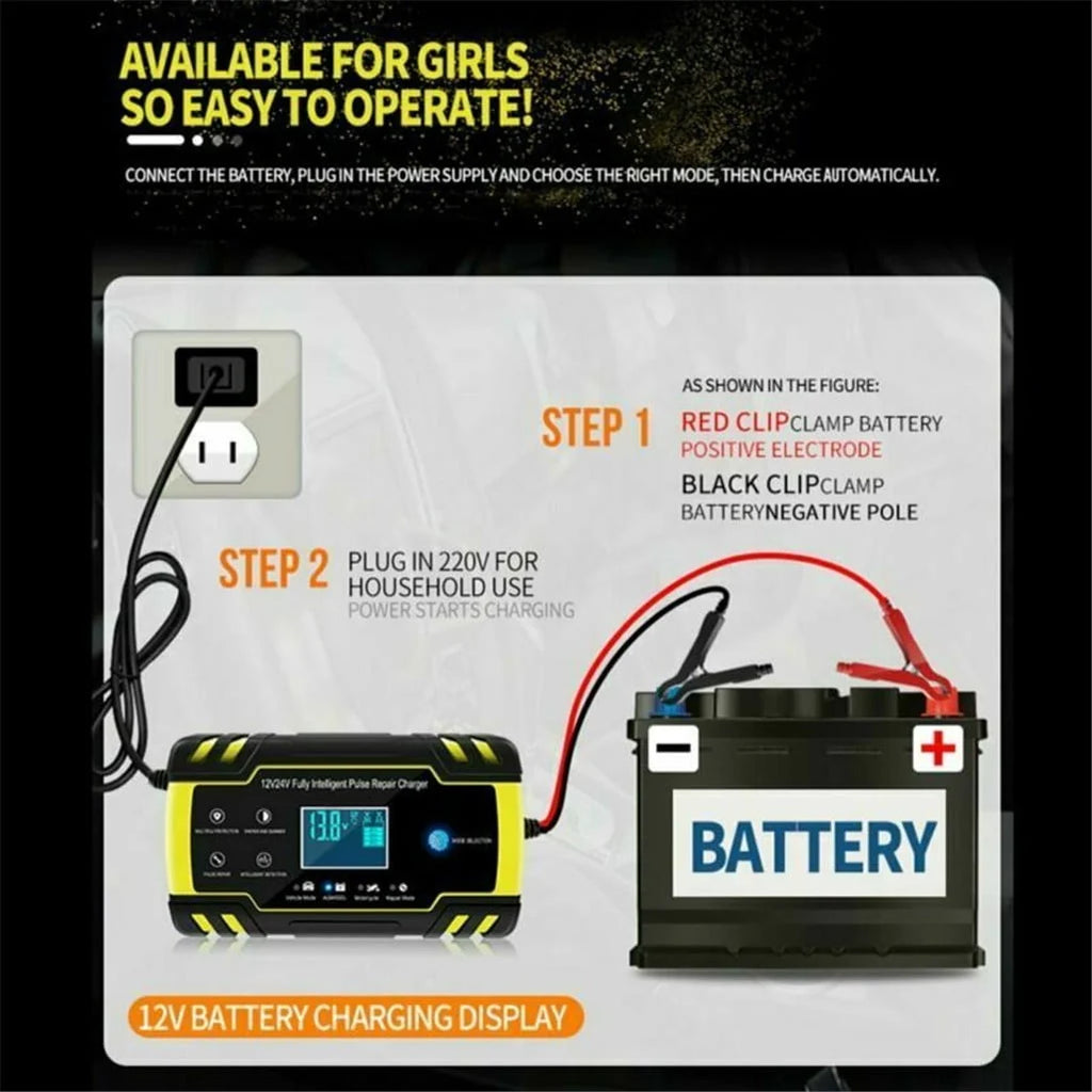 Buodes Summer Savings Clearance Spring Newness Smart Battery Charger 12 / 24V 8A 150Ah Car Battery Charger Car