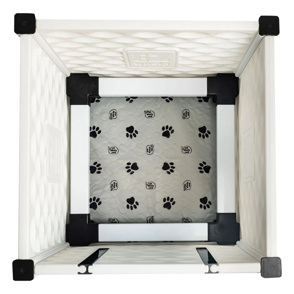 EZclassic 48 x48 Puppy Dog Whelping Box Playpen w/Rails & Liner, Gray(Open Box)