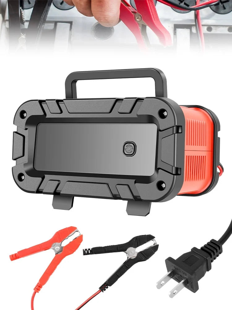 CIVG Battery Charger 12/24V Auto Stop Battery Trickle Charger with 4 Modes Temperature Compensation Battery Maintainer Battery Repair Device for Car Boat Motorcycle Lawn Mower (Red)