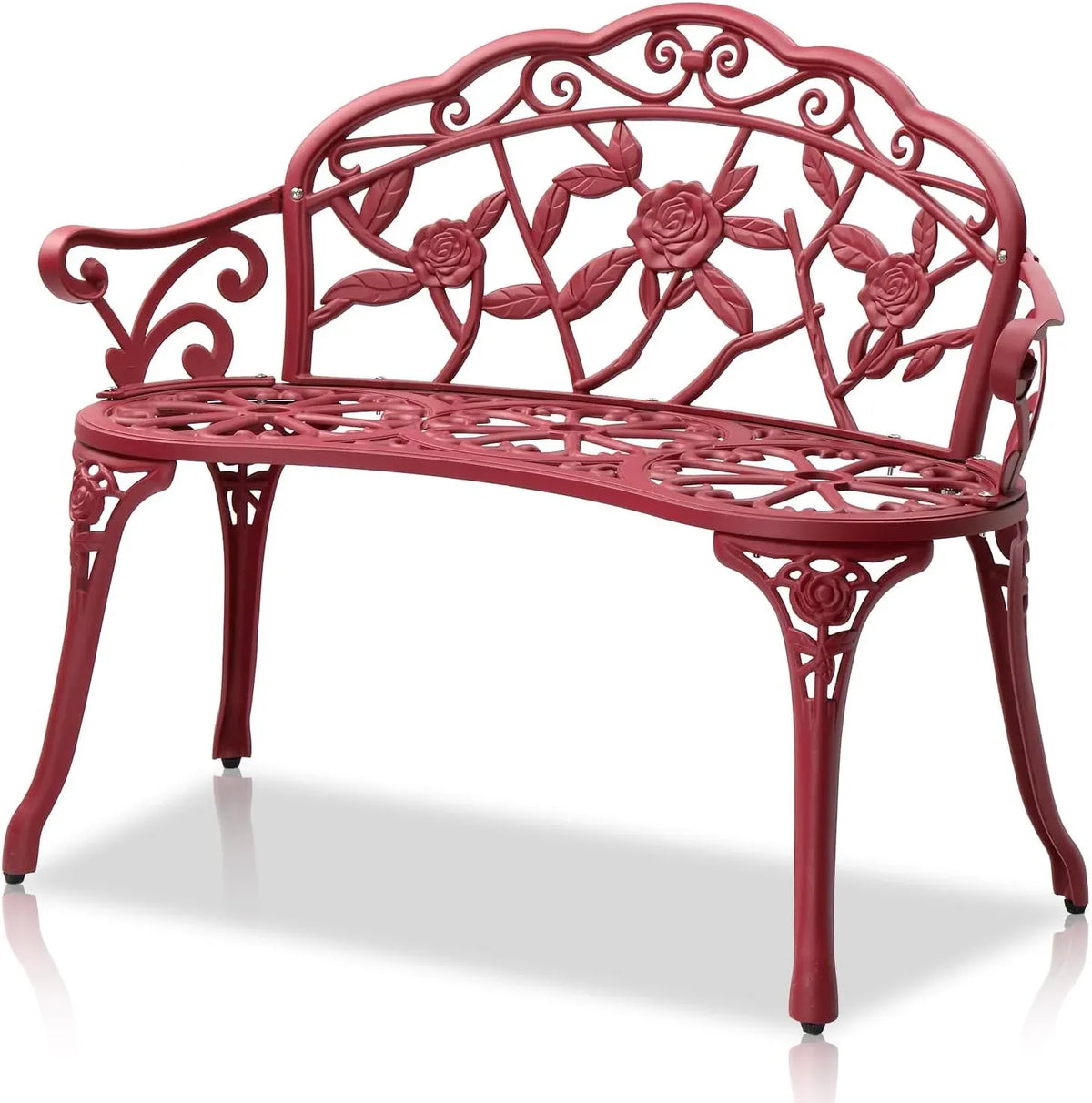 38.5 Patio Park Garden Outdoor Metal Rose Bench,Cast Iron Cast Aluminium Frame Antique Finish Chair,Accented Lawn Front Porch Path Yard Decor Deck Furniture for 2 Person Seatï1⁄4Bronze