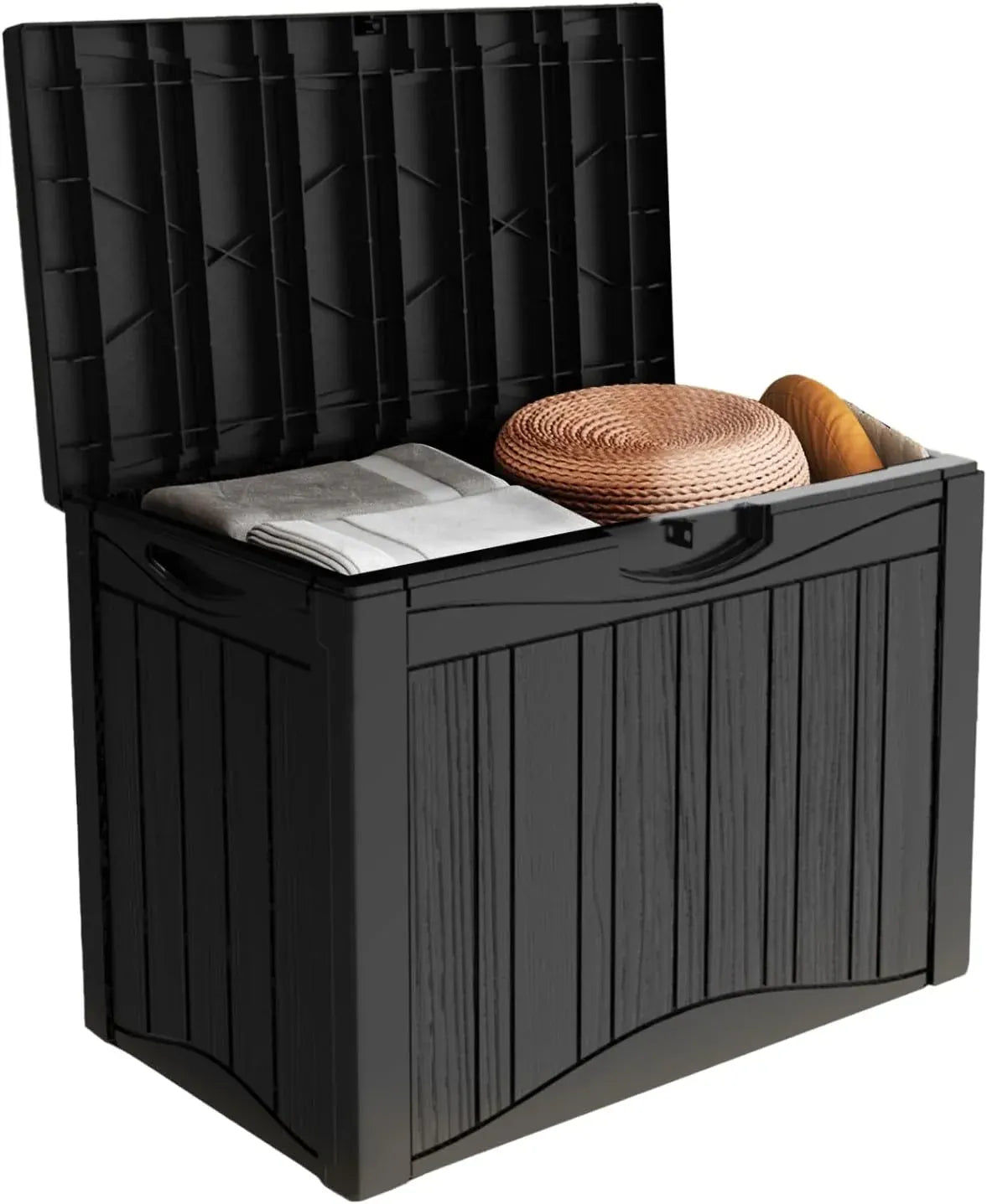 45 Gallon Waterproof Deck Box, Lockable Resin Storage Box for Patio Furniture Cushions Garden Tools and Outdoor Delivery Storage, Coffee