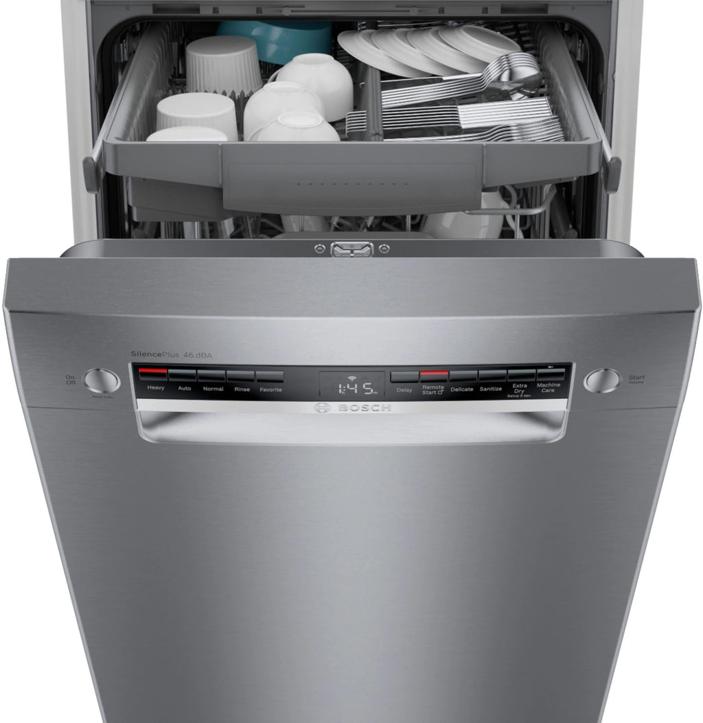 Bosch - 300 Series 18 Front Control Smart Built-In Dishwasher with 3rd Rack and 46 dBA - Silver