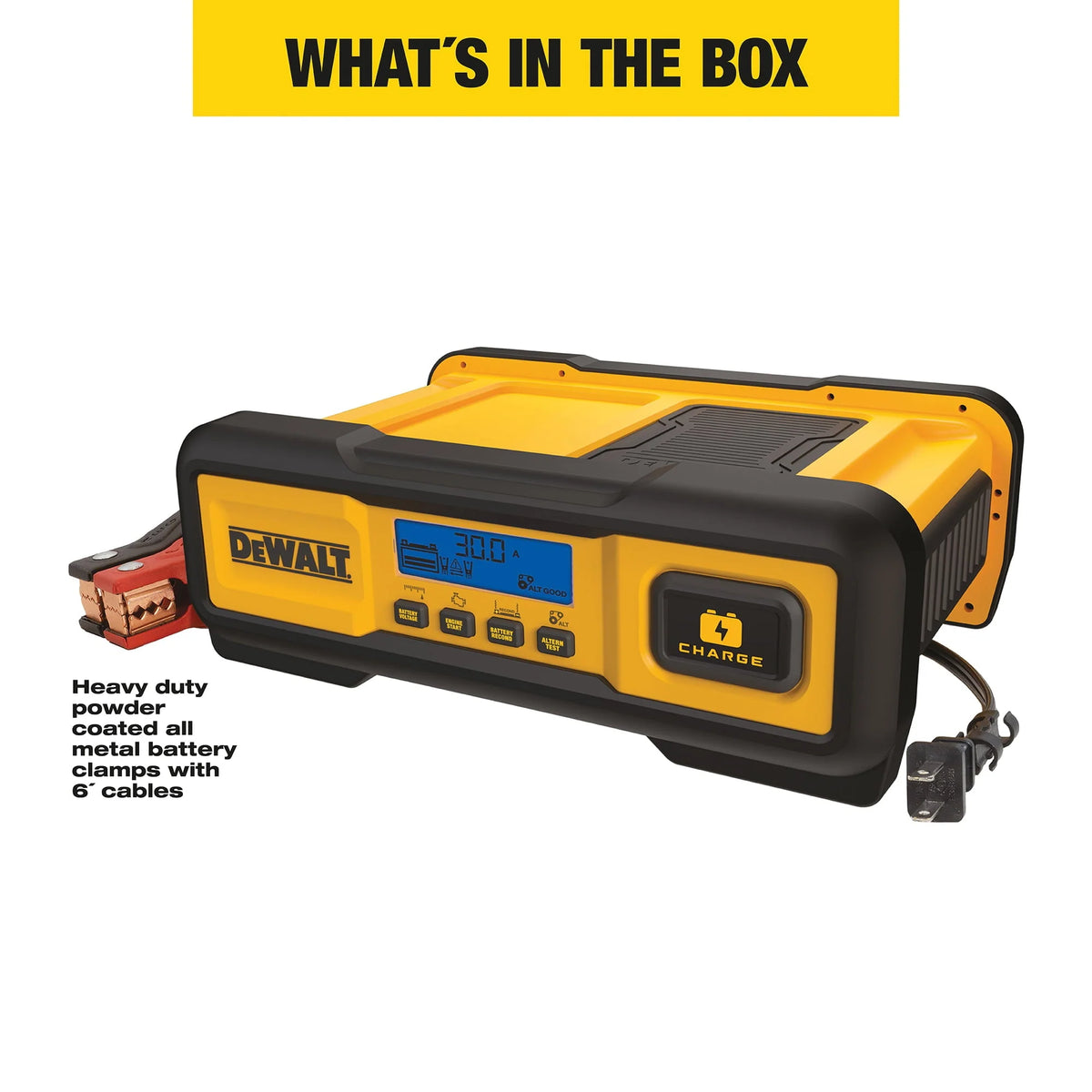 DEWALT DXAEC100 Professional 30-Amp Battery Charger and 3-Amp Maintainer with 100-Amp Engine Start