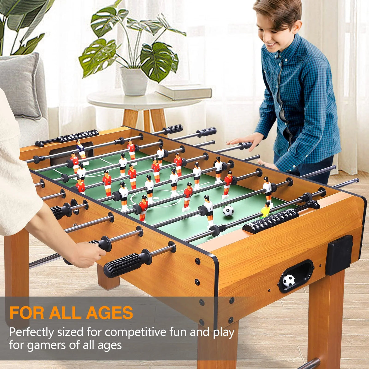 BBnote 48in Competition Sized Foosball Table, Home Arcade Tables Football, Game Room, Arcade with 2 Balls, 2 Cup Golders, Game Machine Suitable for Adults and Kids