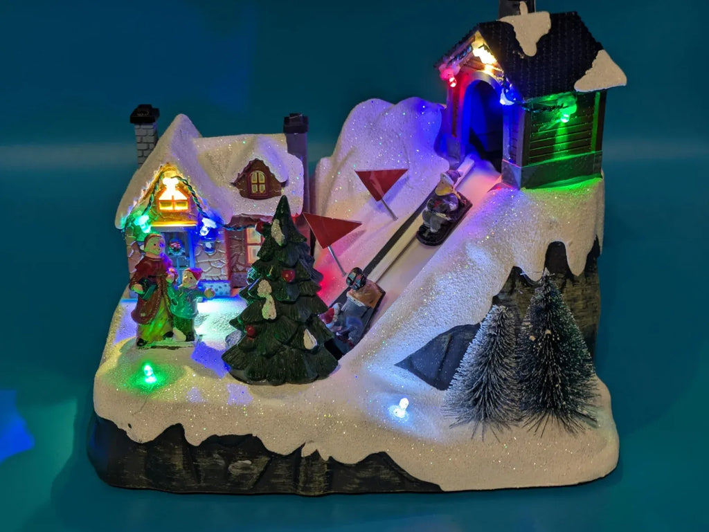 AY SLEDDINGTABLETOP LIGHTED ANIMATED MUSICAL SCENE SLEDS