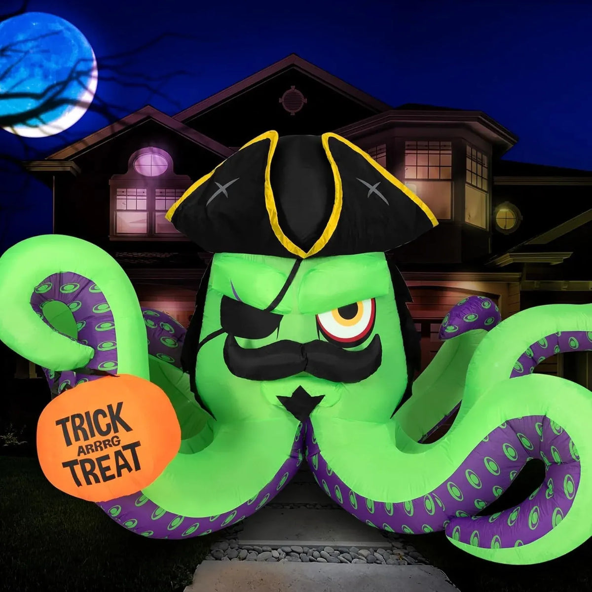 10FT Length Halloween Pirate Ship Inflatable with Pirate, Halloween Decorations Outdoor Inflatable Pirate Ship Built-in 5 LEDs and 4 RGB Lights for Pirate Halloween Decorations Outdoor