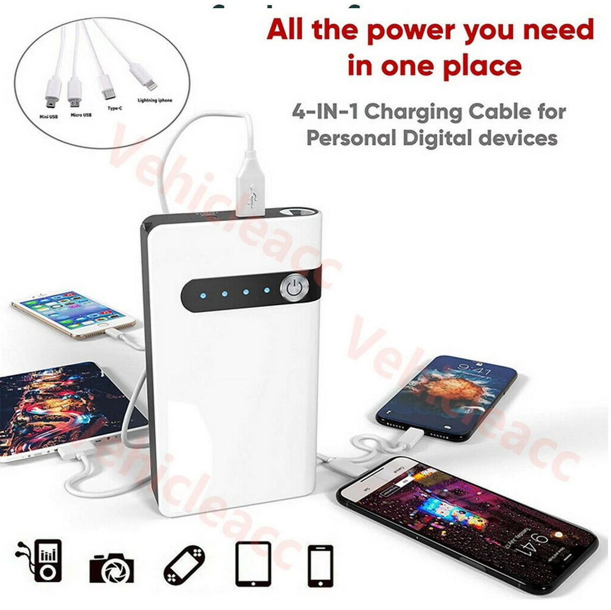 Portable Car Jump Starter Booster Jumper Box 20000mAh Power Bank Battery Charger