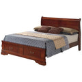 Passion Furniture PF-G3100D-FSB2 Louis Philippe Storage Sleigh Bed with 2 Drawers, Cherry - Full