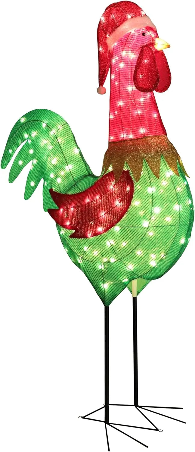 5FT Lighted Nutcracker with Candy Cane for Christmas Decoration, 3D Pre-Lit Iridescent Soldier Xmas Decor with 100 Warm White Lights, Glittered Standing Holiday Display for Outdoor, Indoor