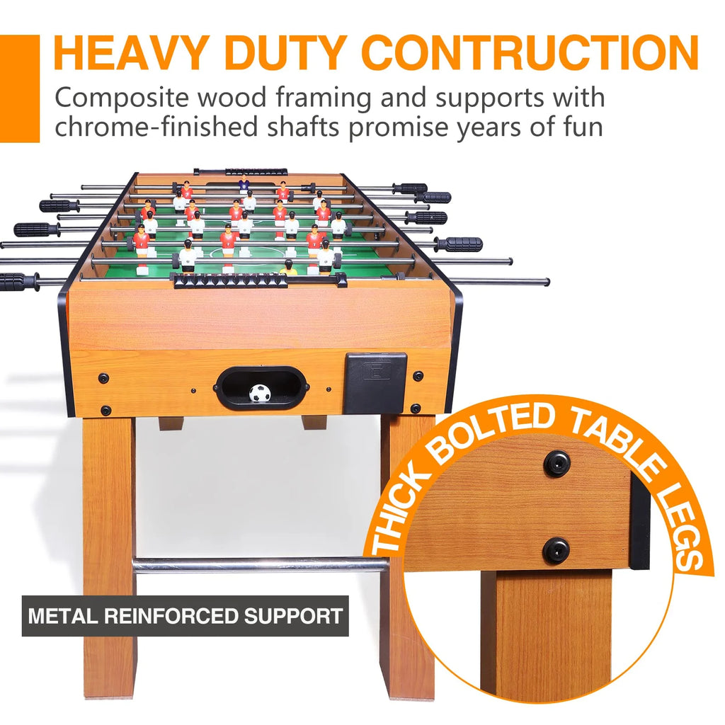BBnote 48in Competition Sized Foosball Table, Home Arcade Tables Football, Game Room, Arcade with 2 Balls, 2 Cup Golders, Game Machine Suitable for Adults and Kids