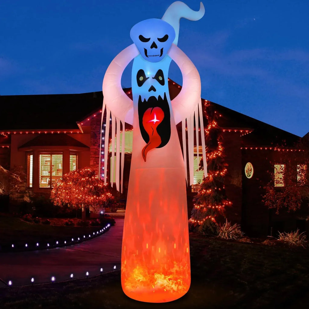 DomKom Halloween Inflatable Blow Up Decorations, 8FT Vampire Pirate Clown Witch and Spooky Pumpkin Giant Head, Built-in LEDs for Halloween Party, Garden, Lawn, Yard Décor