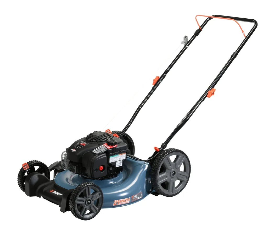 SENIX 21In Gas Lawn Mower, 125cc 4-Cycle Briggs & Stratton Engine, 2-In-1 Push Lawnmower, 6 Height Adjustment with 11In Rear Wheels, LSPG-M4