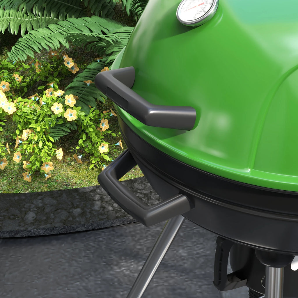 Outsunny 21 Kettle Charcoal BBQ Grill with Wheels, Barbecue, Green