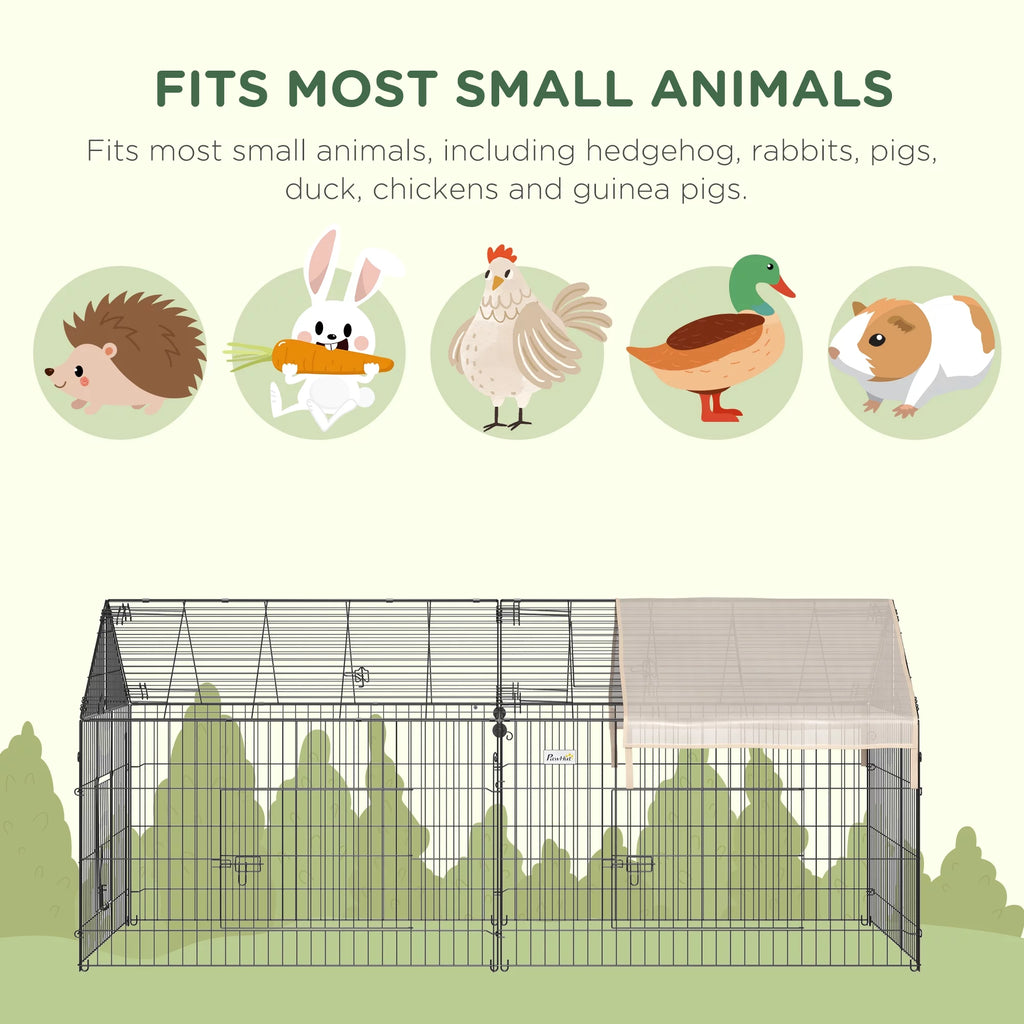 PawHut Catio Metal Chicken Coop, 86.5 x 40.5 Portable Small Animal Playpen for Rabbit, Outdoor Dog Kennel with Water-resistant Cover, Beige