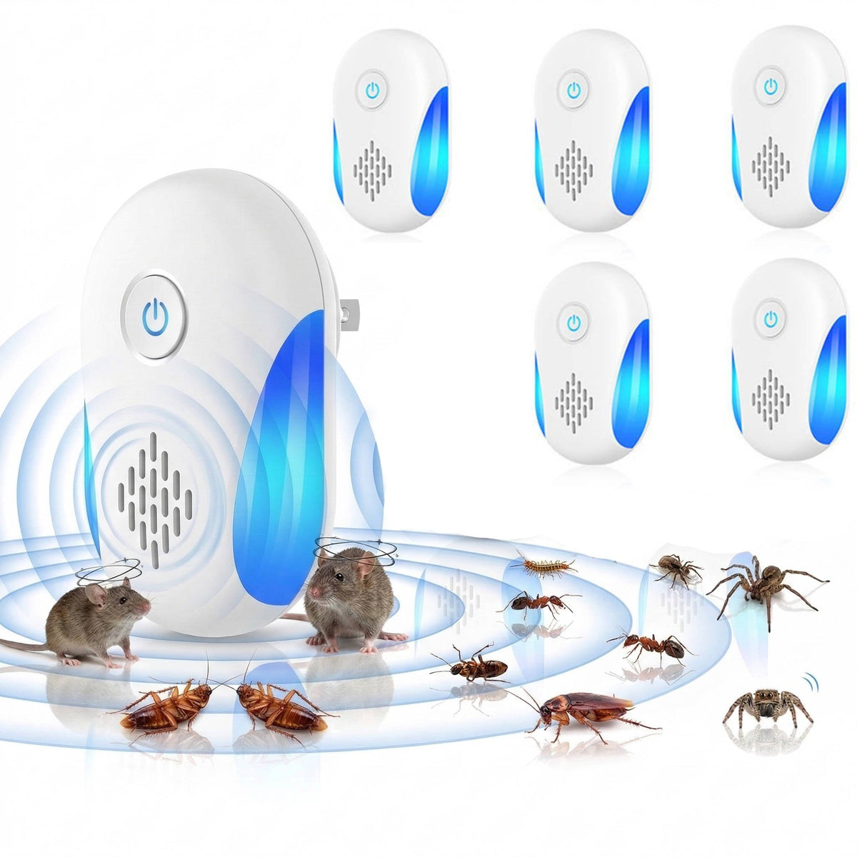6 Pack Plug in Ultrasonic Rodent & Pest Indoor Repeller, Mouse, Mice, Rats, Roaches, Ants, Spiders & Bugs