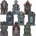 9 PCS 16 Inch Halloween Tombstones, Plastic Graveyard Headstones with 18 Metal Stakes for Outdoor Yard Lawn and Party Decor