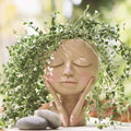 Ceramic Face Planter with Sculpted Design for Small Succulents and  Herbs
