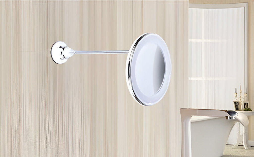 10X Magnifying Mirror with LED Edge Lighting and Adjustable Suction  Base