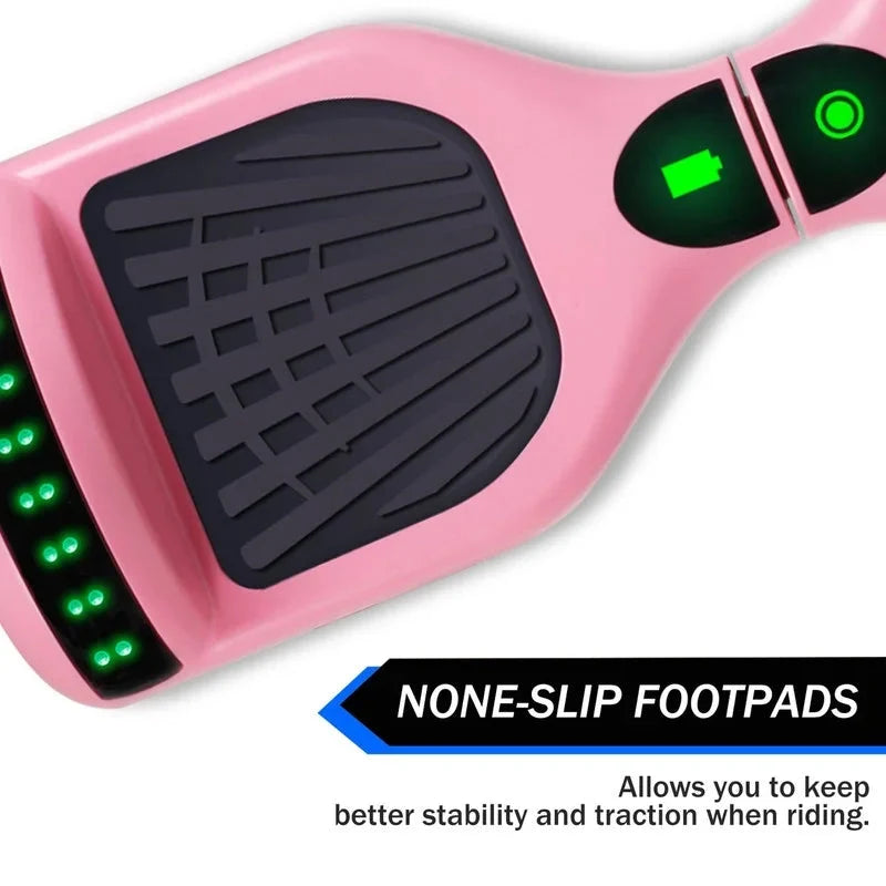 SISIGAD Hoverboard, 10 Mph Max Speed, Hoverboard with Bluetooth and LED lights, 6.5 Self Balancing Electric Hoverboard for Kids Adults Gifts, Pink