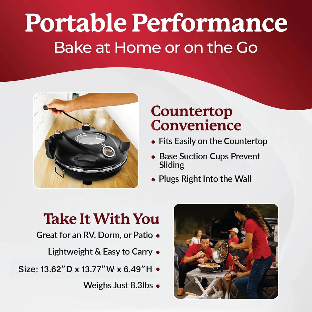 Crispy Crust Pizza Oven by Granitestone â?12 Inch Electric Pizza Oven Indoor Countertop Maker with Ceramic Stone Heats up to 800ËF for Delicious Stone Baked Pizzeria Style Pizza at Home