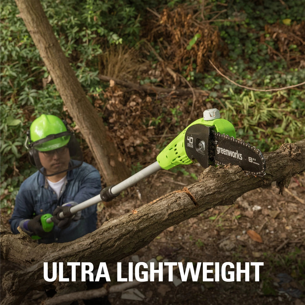 Greenworks 40V 8 Cordless Pole Saw with 2.0 Ah Battery and Charger， 1403702