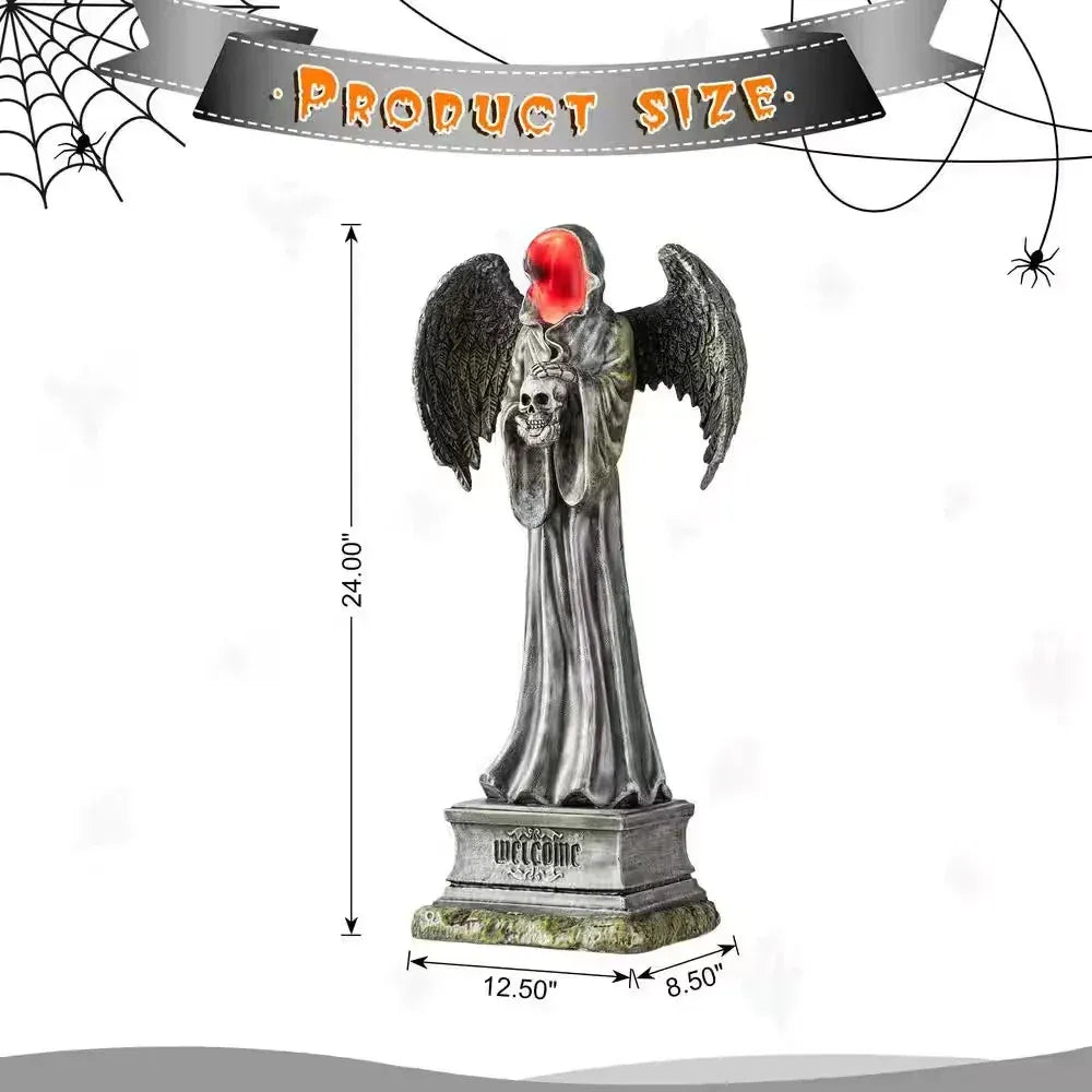 24 In. H Lighted Halloween Grim Reaper Resin Porch W/Timer Yard