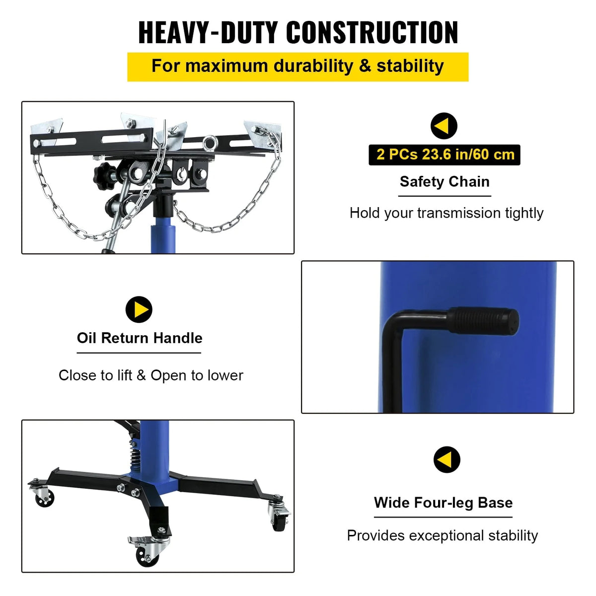 VEVOR Transmission Jack 1100 lbs 2-Stage Hydraulic High Lift Vertical Telescopic,Blue