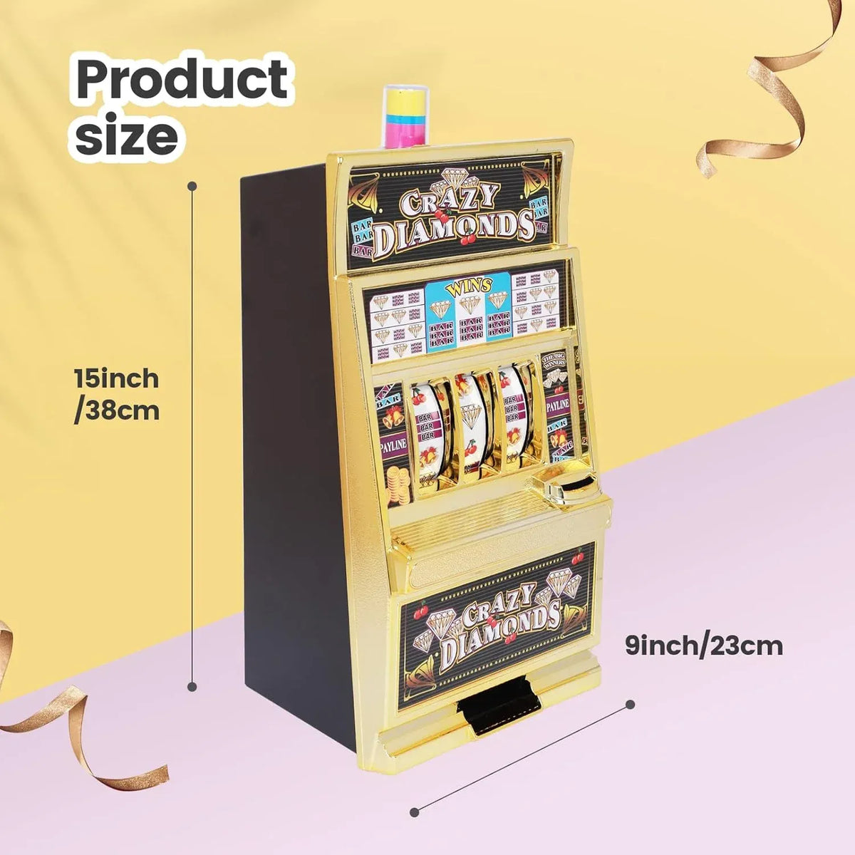 | Jumbo Slot Machine Plus 50 Metal Gaming Coin Tokens - for Adults and Awesome Casino Party Decoration