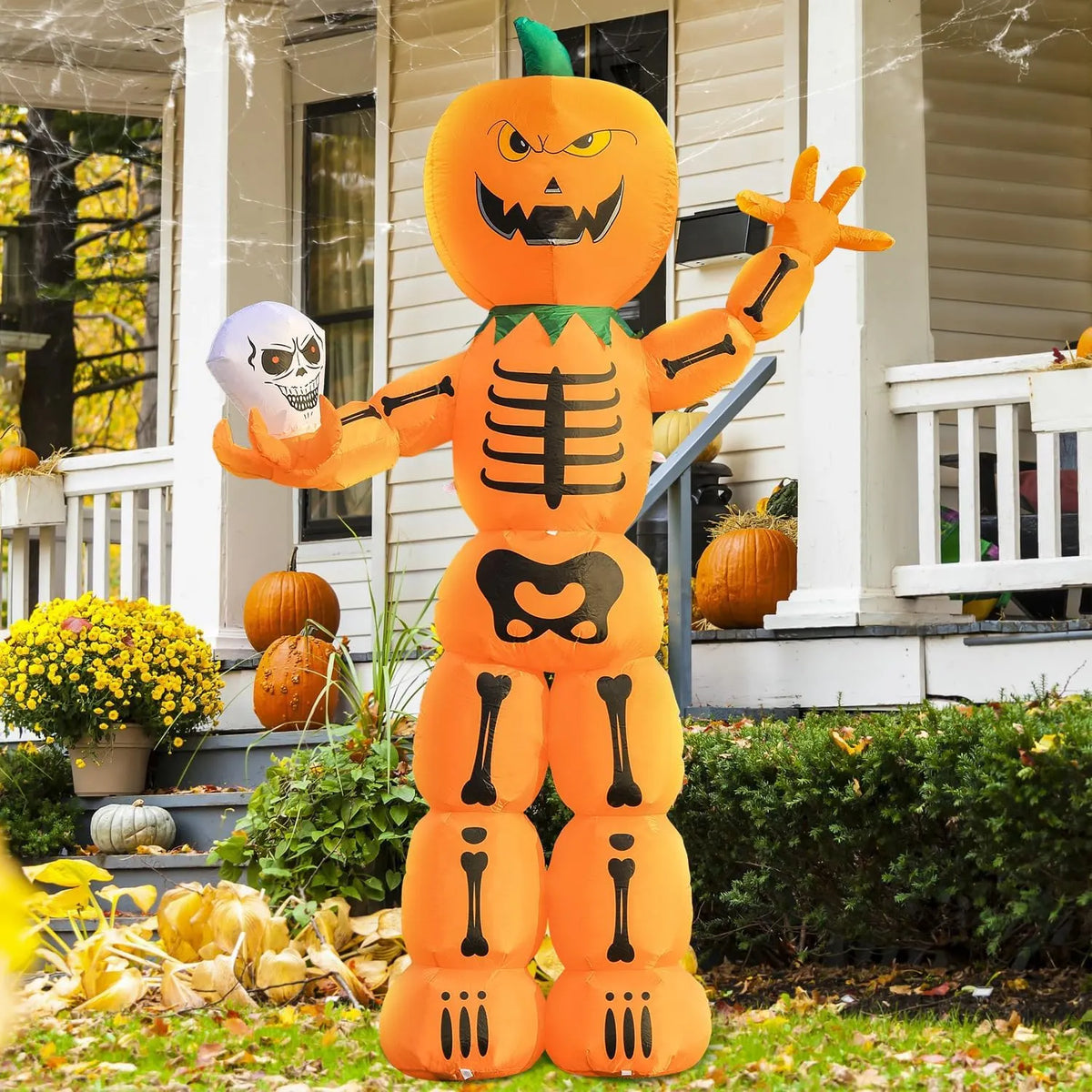 DomKom Halloween Inflatable Blow Up Decorations, 8FT Vampire Pirate Clown Witch and Spooky Pumpkin Giant Head, Built-in LEDs for Halloween Party, Garden, Lawn, Yard Décor