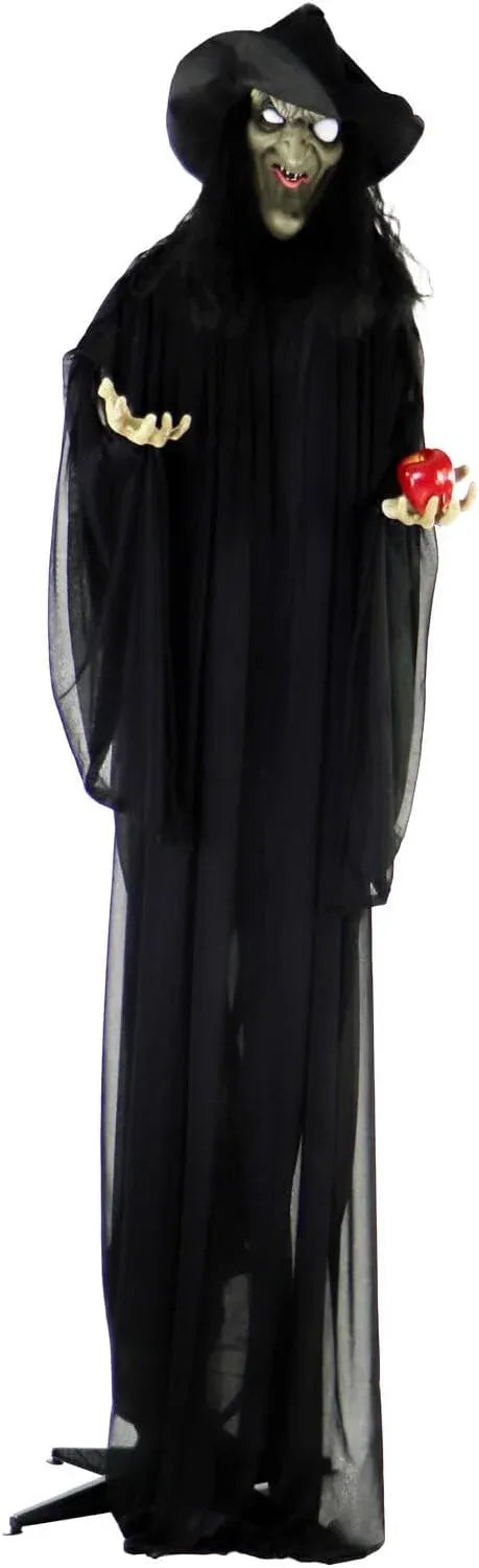 Haunted Hill Farm Talking Forest Witch Halloween Animatronic with Movement and Lights for Battery Operated Scary Indoor or Covered Outdoor Halloween Decorations, Creepy Halloween Props for Home