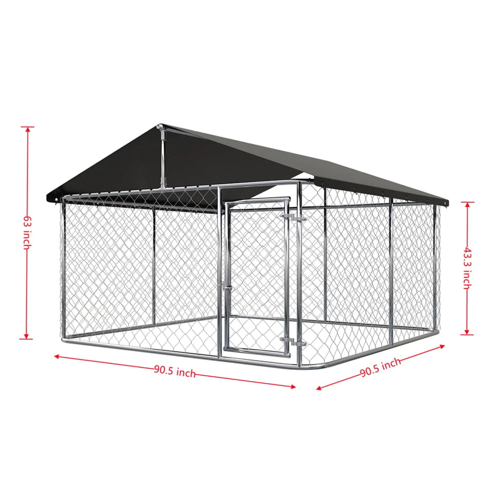 Petony Outdoor Dog Kennel Dog Cage Dog Playpen Dog Fence Chicken Coop Hen House Heavy Duty Pet Playpen with Large Galvanized Chain Link with UV and Water Resistant Black Proof Cover