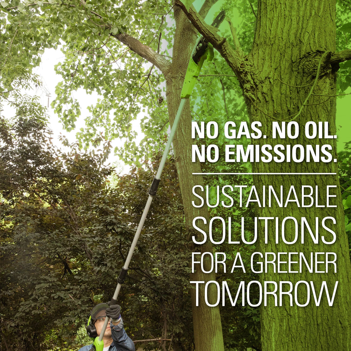 Greenworks 40V 8 Cordless Pole Saw with 2.0 Ah Battery and Charger， 1403702