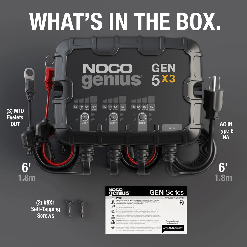 NOCO Genius GEN5X3 3-Bank 15A (5A/Bank) 12V Onboard Battery Charger