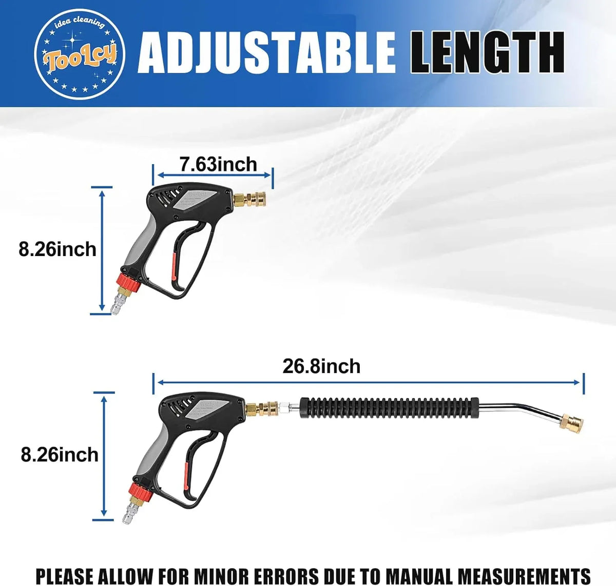 Pressure Washer Gun and 18 Curved Extension Wand, Commercial 5000 PSI / 10.5 GPM with Nozzle Tips, 3/8 Swivel USA-NPT Thread x Quick Socket, Sturdy Design for Gas Power Washer