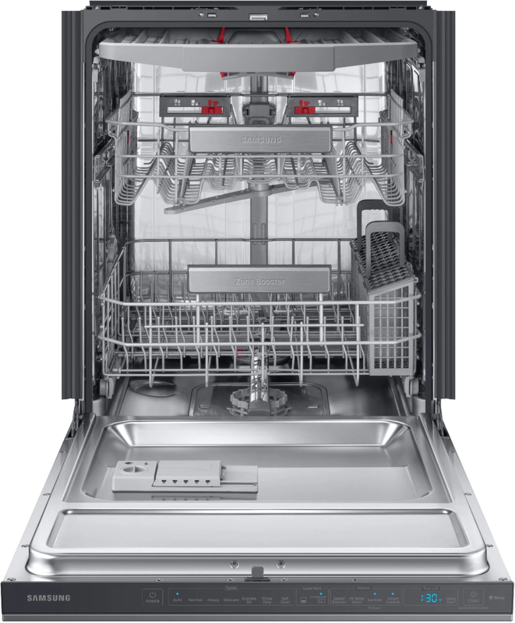 Samsung - Linear Wash 24 Top Control Built-In Dishwasher with AutoRelease Dry, 39 dBA - Black stainless steel