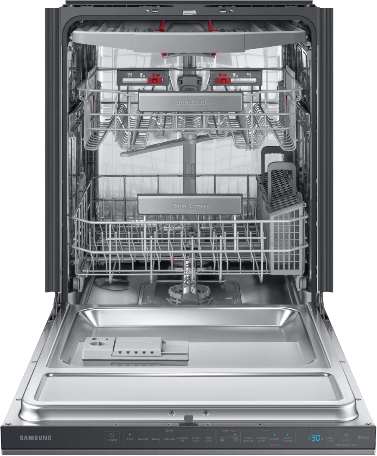Samsung - Linear Wash 24 Top Control Built-In Dishwasher with AutoRelease Dry, 39 dBA - Black stainless steel