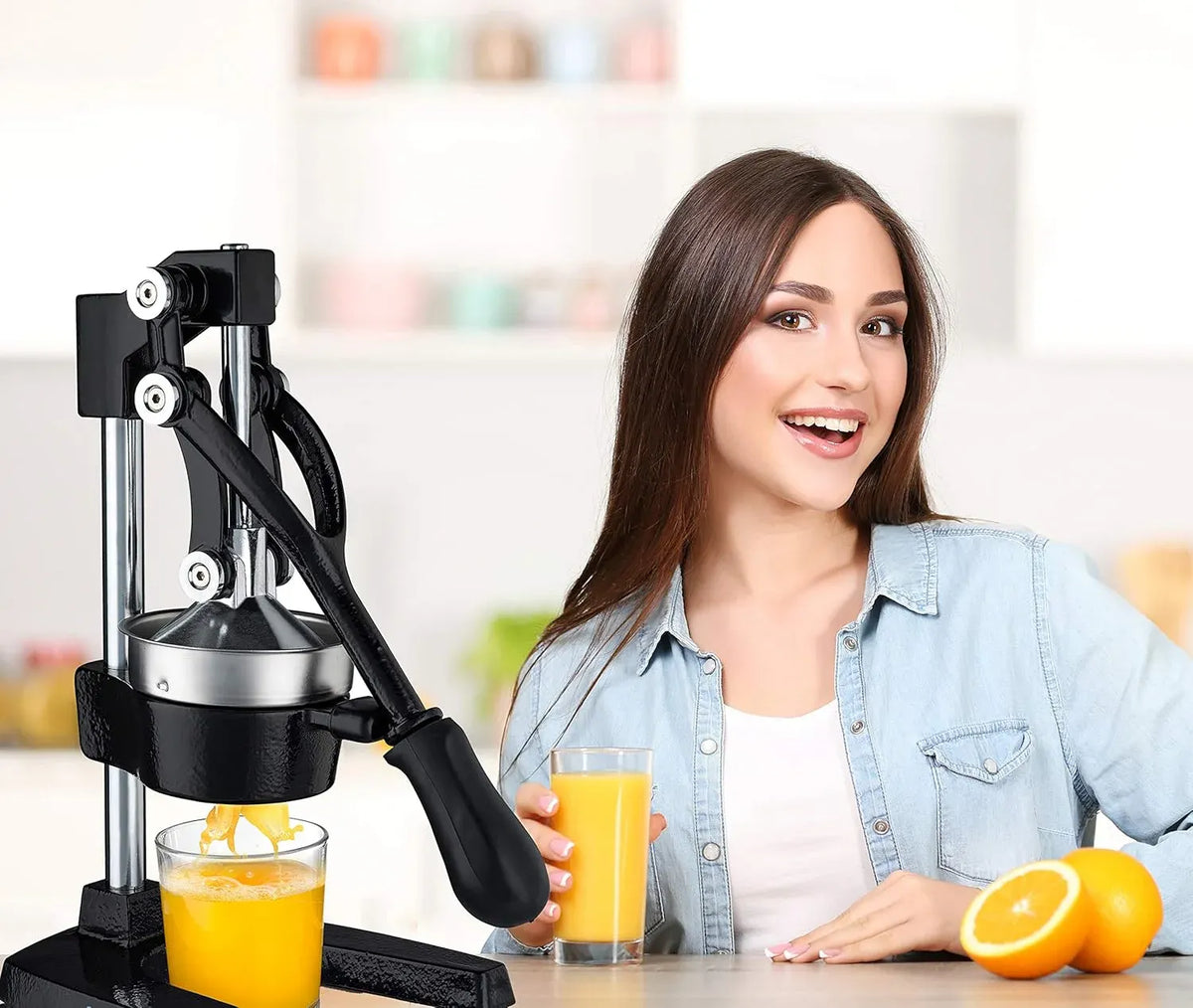 Gourmia GMJ9970 Large Citrus Juicer – Commercial Grade Press Orange, Grapefruit and Lemon Press Juicing -Extracts Maximum Juice – Heavy Duty Cast Iron Base and Handle - Non Skid Suction Foot Base