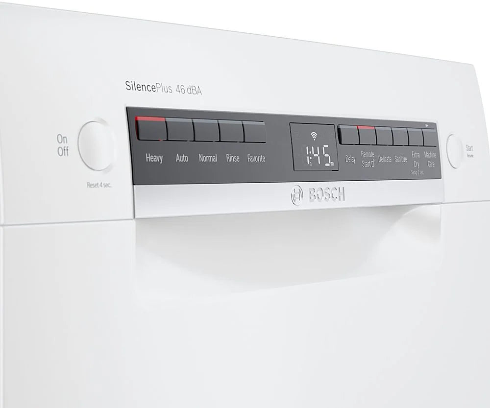 Bosch - 300 Series 18 Front Control Smart Built-In Dishwasher with 3rd Rack and 46 dBA - White