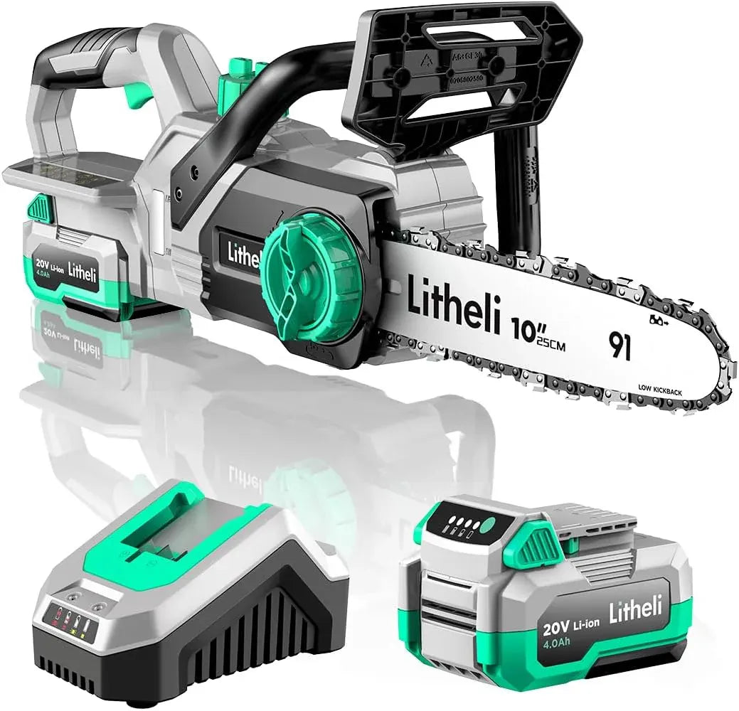 Litheli Cordless Battery Chainsaw 12, 40V Battery Powered Chainsaw 2.0AH Battery and Charger Included, Chain Saw for Trees, Pruning, Branch Cutting, Yard, Garden