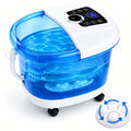 Foot Spa Massager with Heated Water and Roller Bubble Jets, Rolling Base