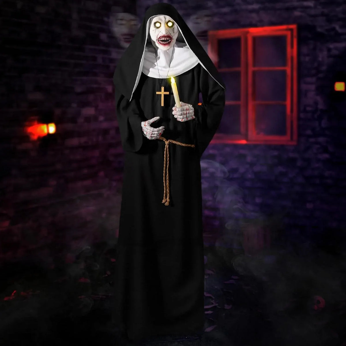 Halloween Animatronics 6ft Witch Animated 72inch Decorations with Motion Sensor Activated, Creepy Sound, Scary Move, Light Up Eyes, Haunted House Spooky Decor Horror Prop for Indoor, Outdoor, Yard