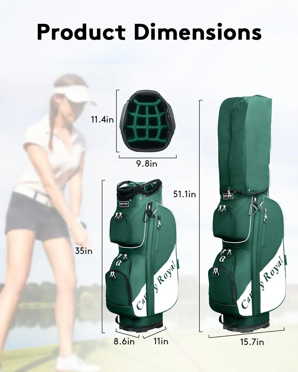 Golf Cart Bag:14 Way Full Length Divider Top Lightweight with Cooler Handles ...