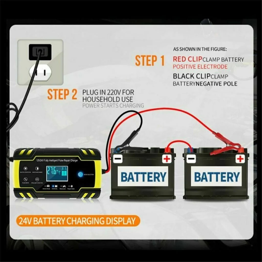 Buodes Summer Savings Clearance Spring Newness Smart Battery Charger 12 / 24V 8A 150Ah Car Battery Charger Car