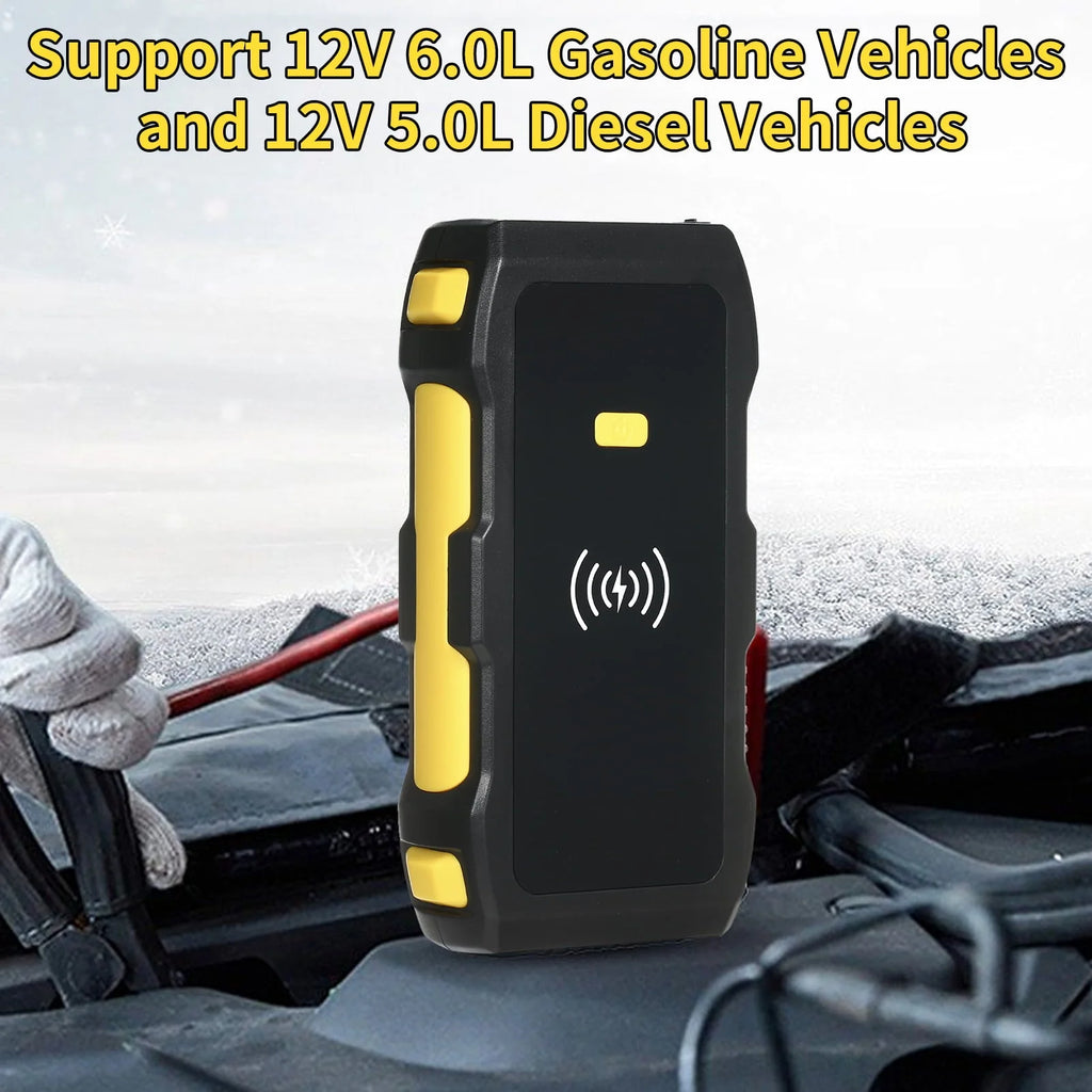 Meterk Strong Car Jump Starter and Bank Large Capacity 1200A Peak 12V Portable Car Battery Starter with LED Light/USB Wireless Quick Charge Safety Protection