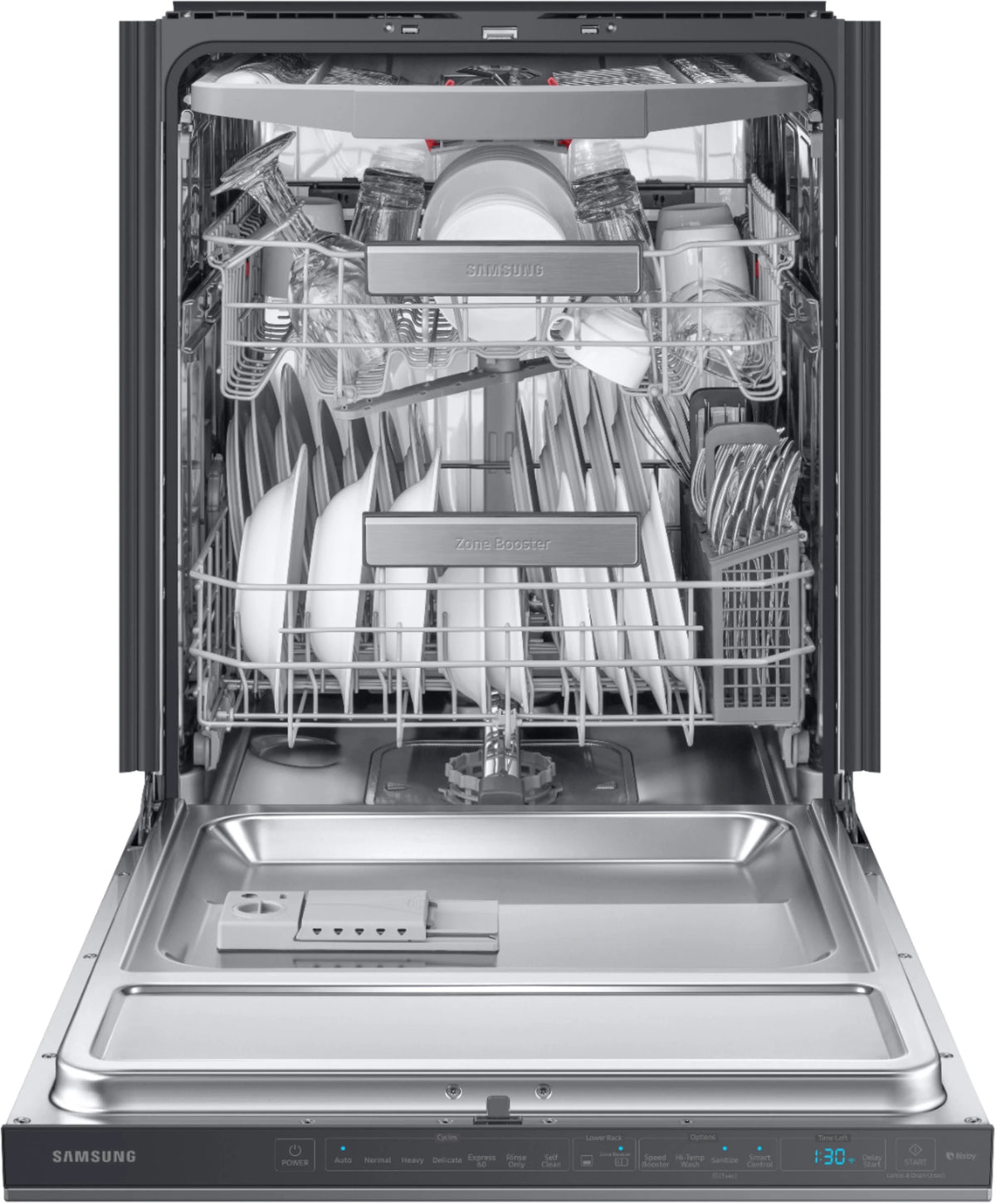 Samsung - Linear Wash 24 Top Control Built-In Dishwasher with AutoRelease Dry, 39 dBA - Black stainless steel