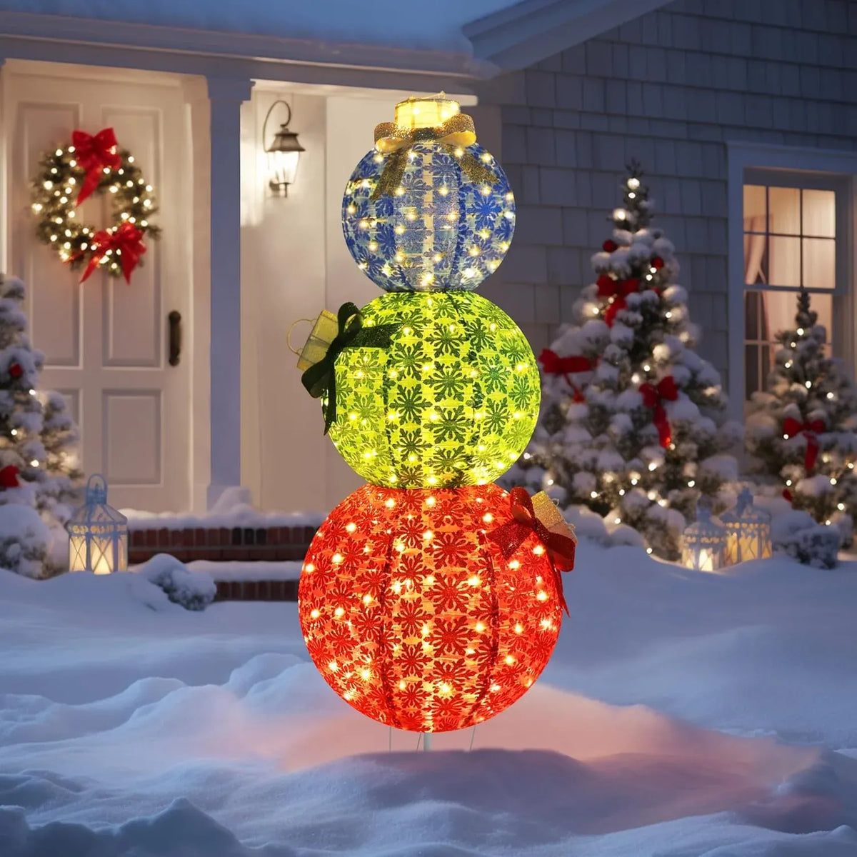 5FT Lighted Nutcracker with Candy Cane for Christmas Decoration, 3D Pre-Lit Iridescent Soldier Xmas Decor with 100 Warm White Lights, Glittered Standing Holiday Display for Outdoor, Indoor