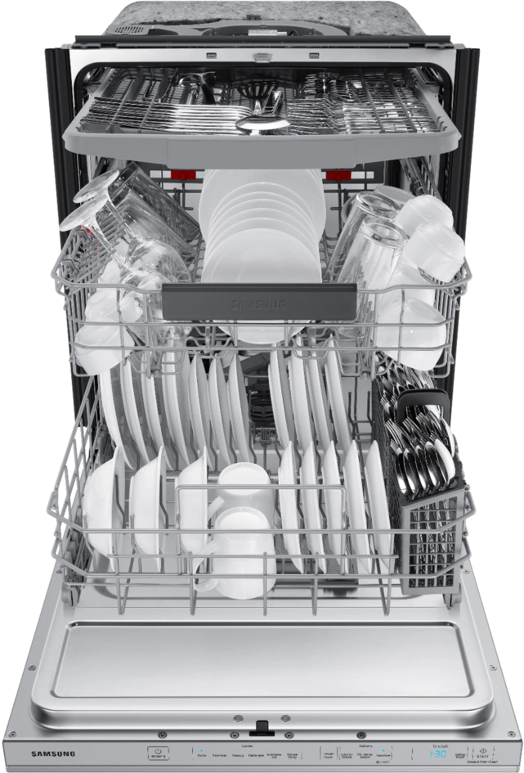 Samsung - StormWash 24 Top Control Built-In Dishwasher with AutoRelease Dry, 3rd Rack, 42 dBA - Stainless steel