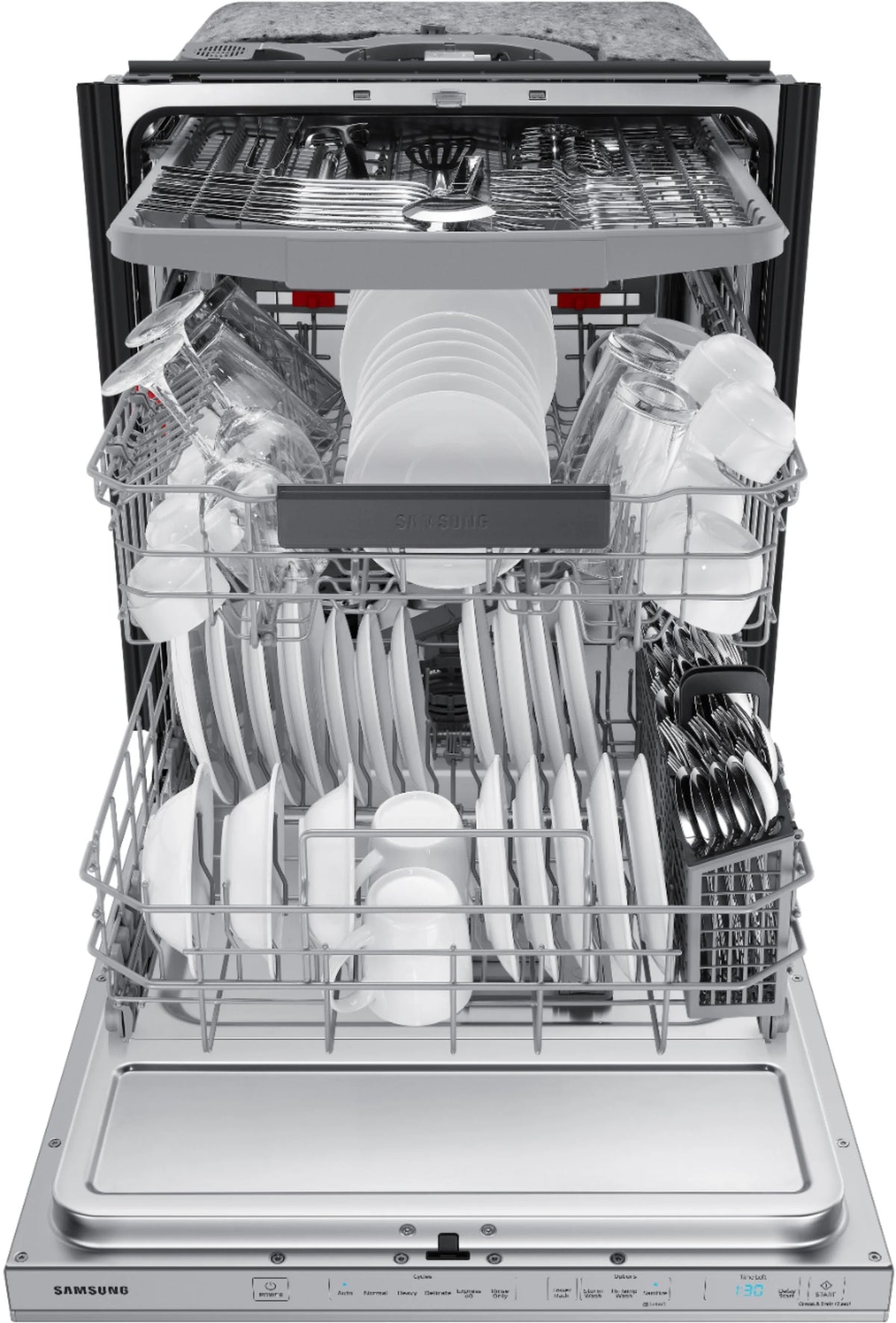 Samsung - StormWash 24 Top Control Built-In Dishwasher with AutoRelease Dry, 3rd Rack, 42 dBA - Stainless steel