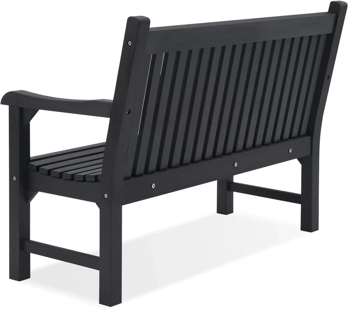 Psilvam Garden Bench, 2-Person Poly Lumber Patio Bench, All-Weather Outdoor Bench That Never Rot, Memorial Bench, Suit for Garden, Porch and Park (Black)