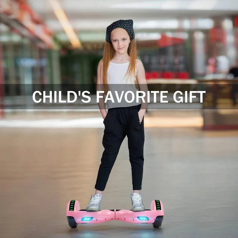 SISIGAD Hoverboard, 10 Mph Max Speed, Hoverboard with Bluetooth and LED lights, 6.5 Self Balancing Electric Hoverboard for Kids Adults Gifts, Pink